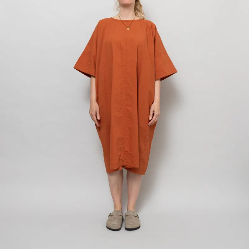 Kate Sheridan Womens Edie Dress Rust Seersucker
