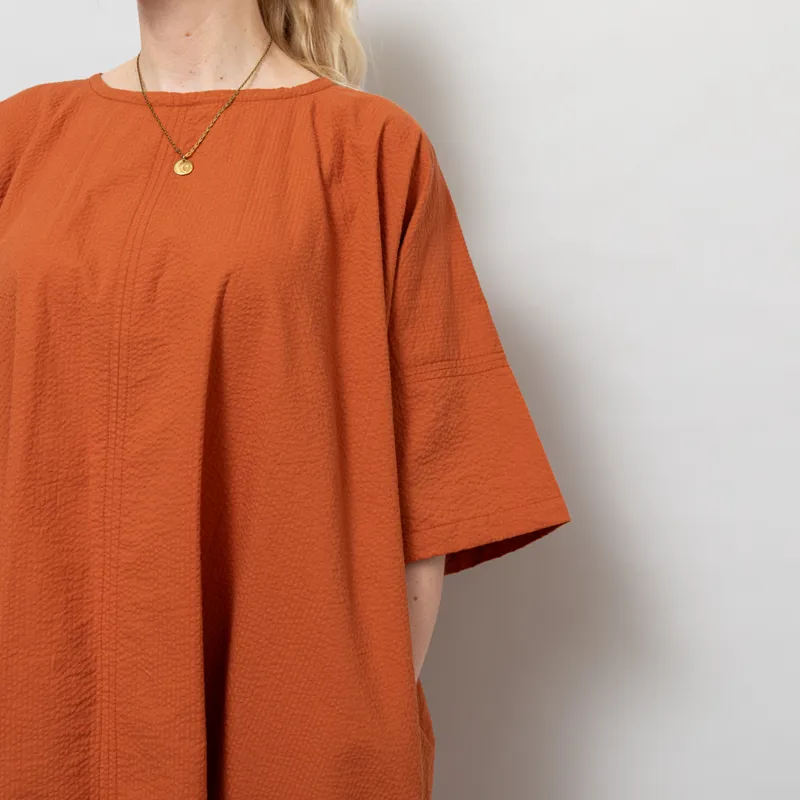 Kate Sheridan Womens Edie Dress Rust Seersucker-6