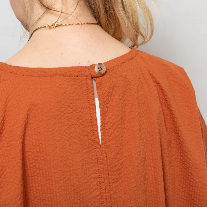 Kate Sheridan Womens Edie Dress Rust Seersucker-8