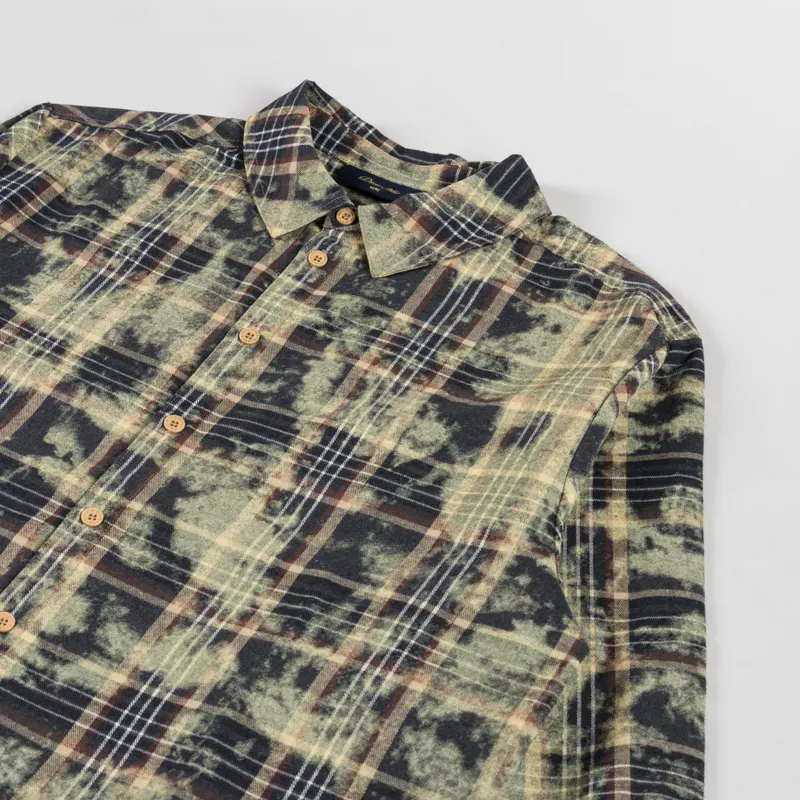 Dime Plaid Flannel Shirt Bleached Beige-2