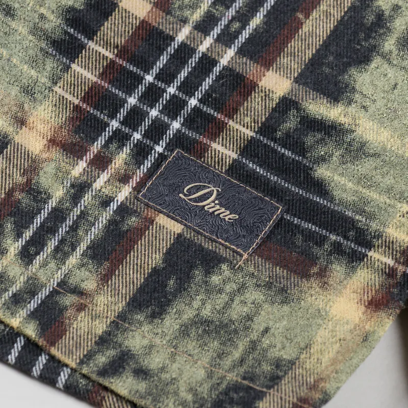 Dime Plaid Flannel Shirt Bleached Beige-6