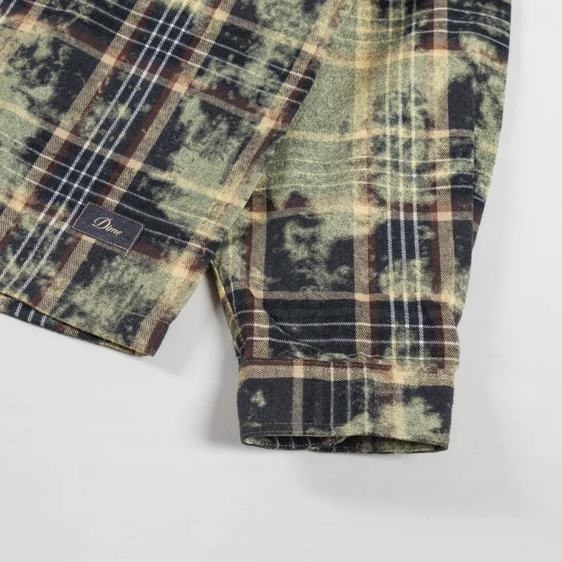 Dime Plaid Flannel Shirt Bleached Beige-7
