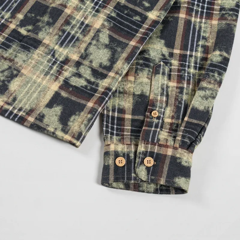 Dime Plaid Flannel Shirt Bleached Beige-8
