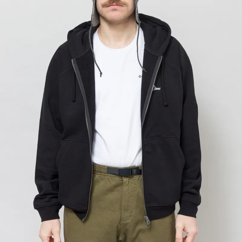 Dime Cursive Small Logo Zip Hoodie Black-1
