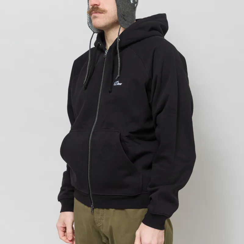 Dime Cursive Small Logo Zip Hoodie Black-2