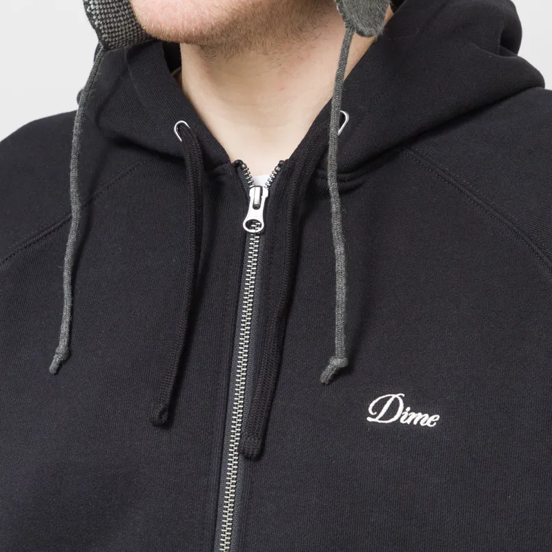 Dime Cursive Small Logo Zip Hoodie Black-7