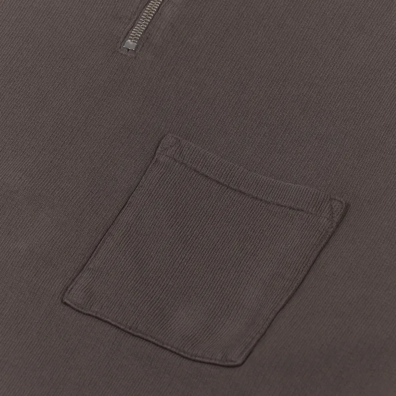 Universal Works Half Zip Sweatshirt Light Brown Dry Handle Loopback-7