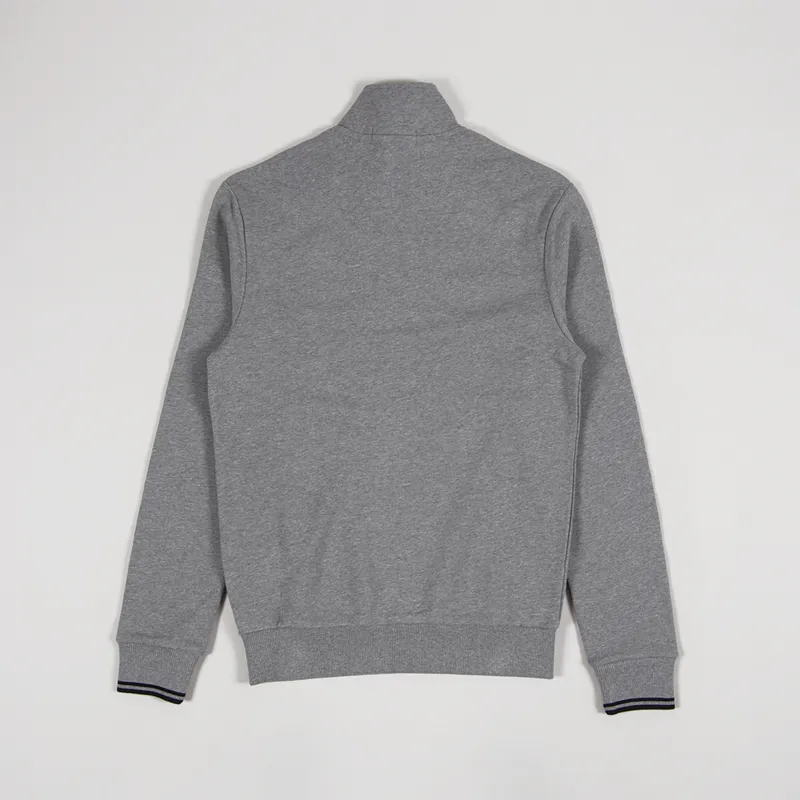 FRED PERRY☆ Half Zip Sweatshirt STEEL MARL Fred Perry Mens Half Zip Logo Sweatshirt Steel Marl Grey