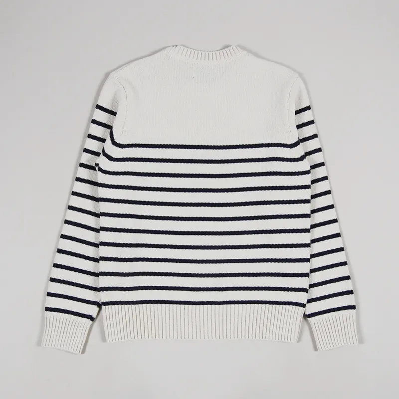 Nudie Jeans Hampus Recycled Stripe Sweater Off White Navy-1