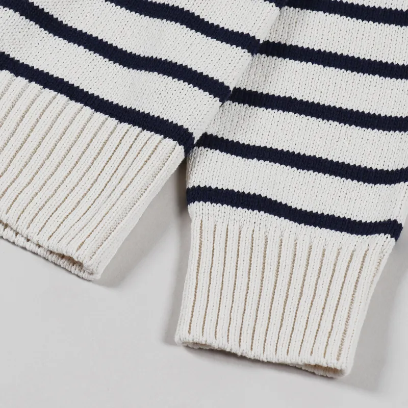 Nudie Jeans Hampus Recycled Stripe Sweater Off White Navy-3