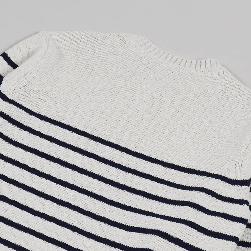 Nudie Jeans Hampus Recycled Stripe Sweater Off White Navy-4