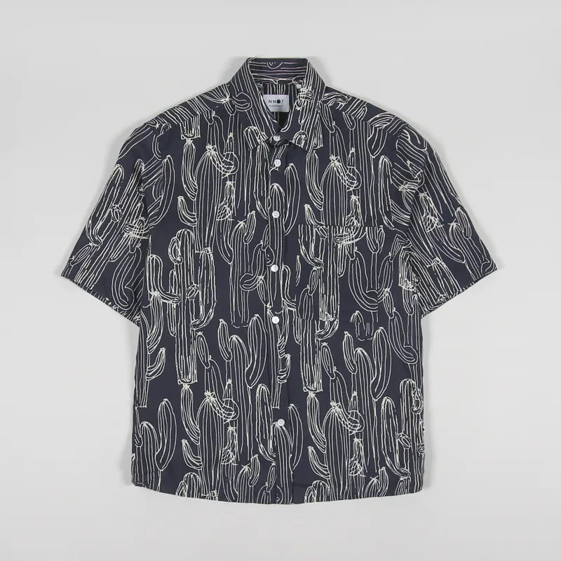 NN07 Hans Short Sleeve Shirt Navy Print