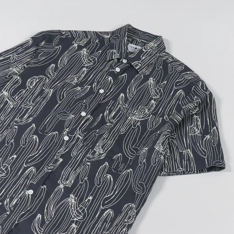 NN07 Hans Short Sleeve Shirt Navy Print-3