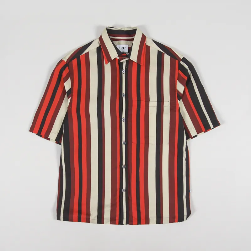 NN07 Hans Short Sleeve Shirt Red Stripe