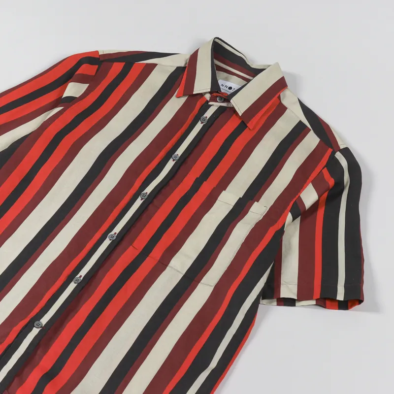 NN07 Hans Short Sleeve Shirt Red Stripe-1