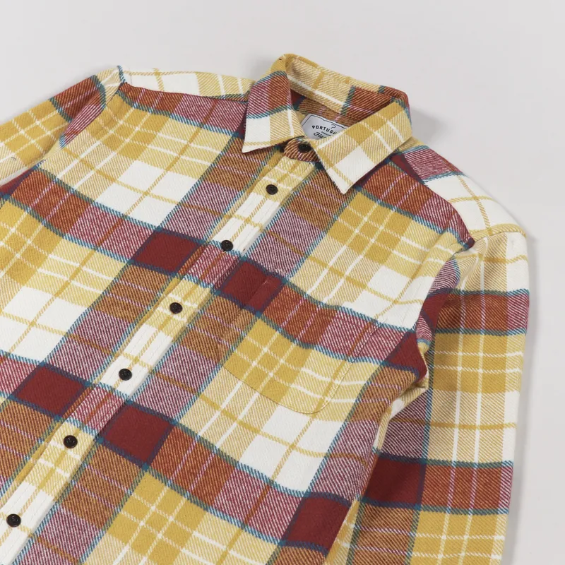 Portuguese Flannel Happy Check Shirt Yellow-2