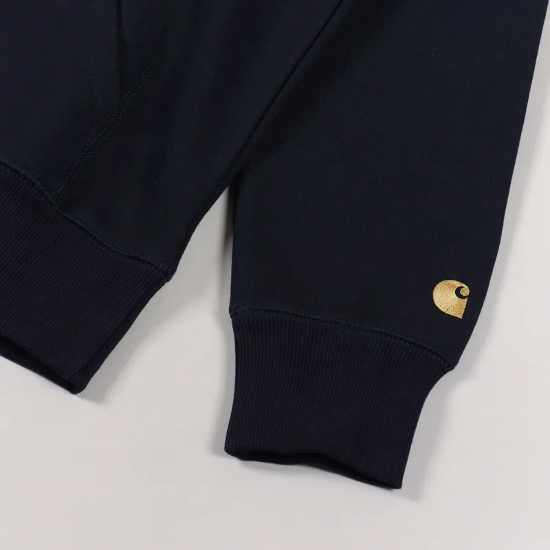 Carhartt WIP Hooded Chase Sweat Dark Navy Gold-4