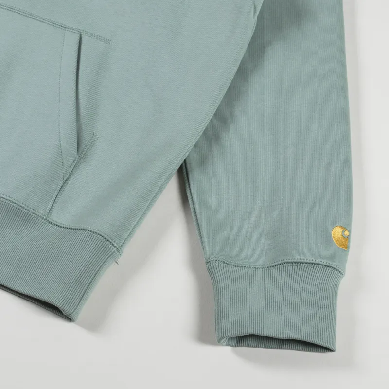 Carhartt WIP Hooded Chase Sweat Glassy Teal Gold-3
