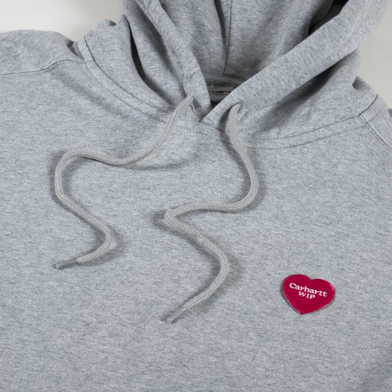 Carharrt WIP Mens Hoodie Hooded Heart Patch Sweat Grey Heather