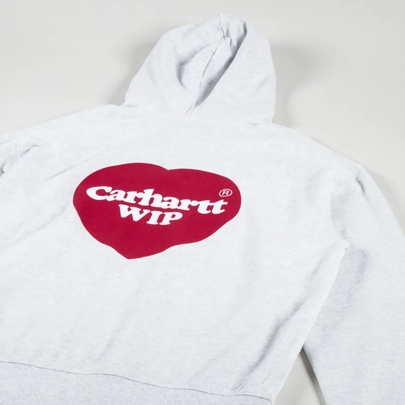 Carhartt WIP Mens Hooded Heart Logo Sweatshirt Ash Heather Grey Carhartt WIP Mens Hooded Heart Logo Sweatshirt Ash Heather Grey