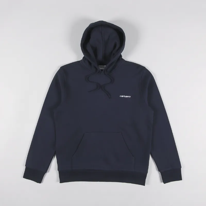 Carhartt WIP Hooded Script Embroidery Sweat Atom Blue White