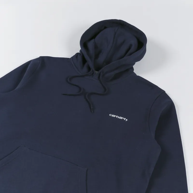 Carhartt WIP Hooded Script Embroidery Sweat Atom Blue White-2