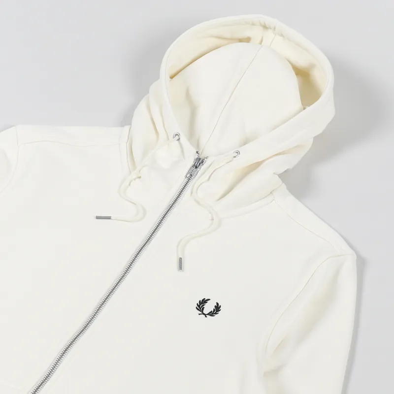Fred Perry Hooded Zip Through Sweatshirt Ecru-3