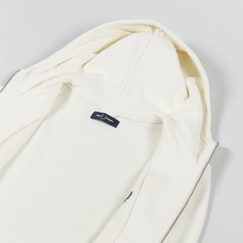 Fred Perry Hooded Zip Through Sweatshirt Ecru-4