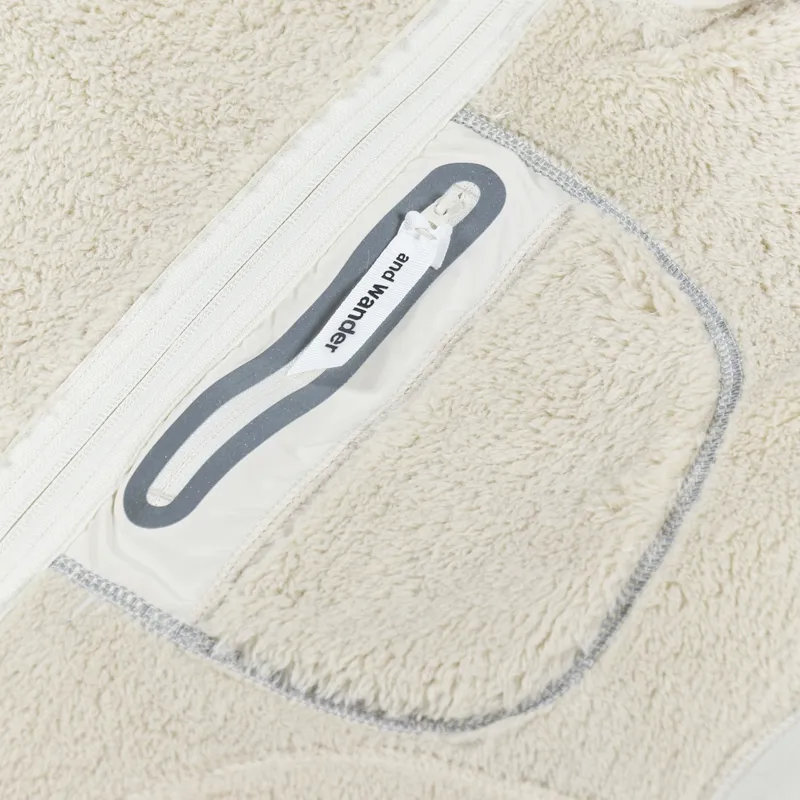 And Wander High Loft Fleece Jacket Off White-10
