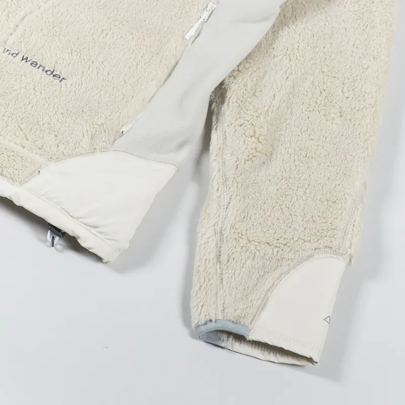 And Wander High Loft Fleece Jacket Off White-8