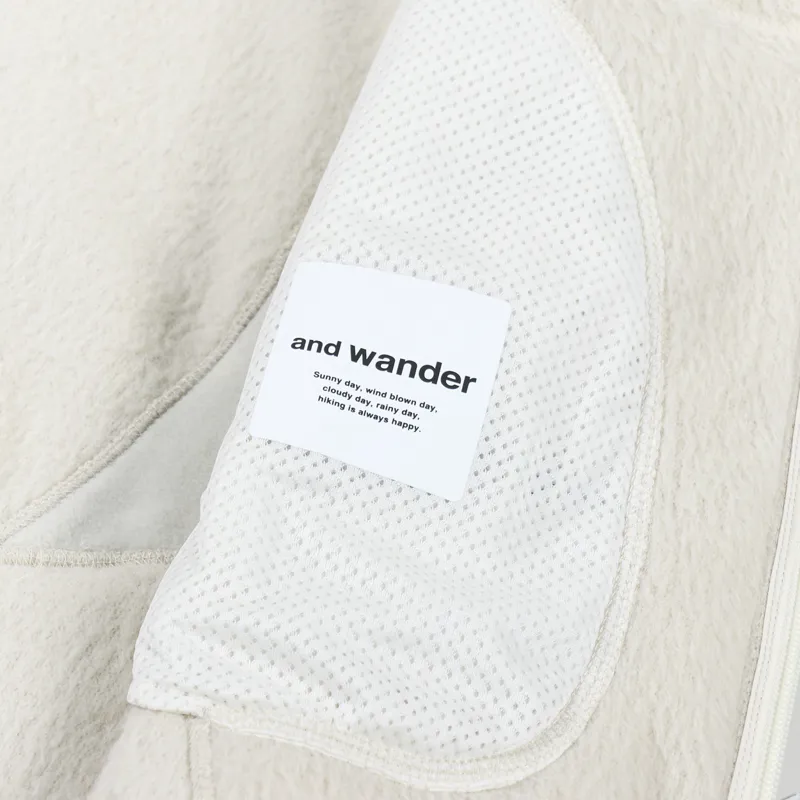 And Wander High Loft Fleece Jacket Off White-7