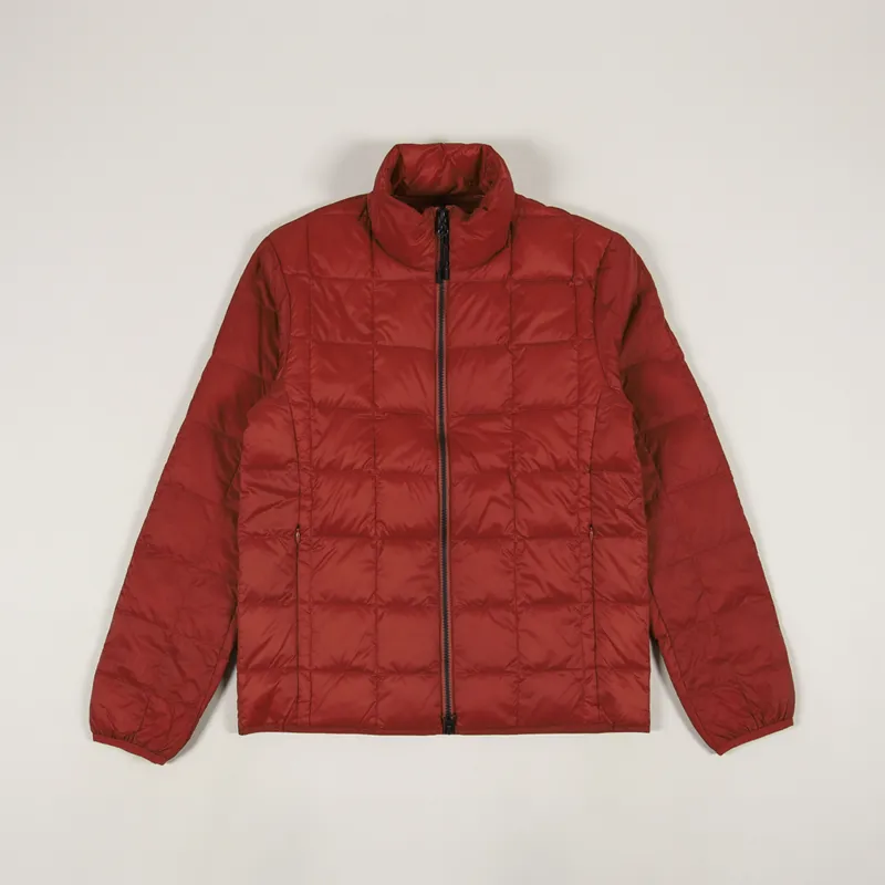 Taion Japanese Mens Insulated High Neck Zip Down Jacket Brick Red