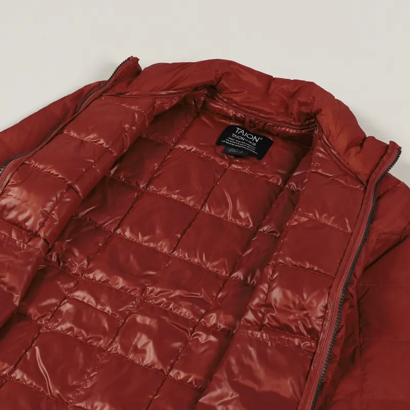 Taion High Neck Zip Down Jacket Brick Red-4
