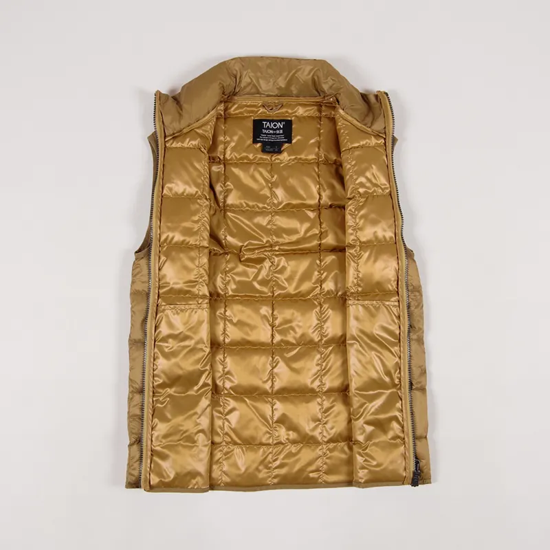 Taion High Neck Zip Down Inner Down Vest Beige-1