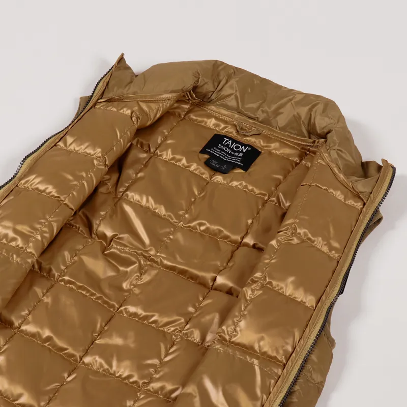 Taion High Neck Zip Down Inner Down Vest Beige-4