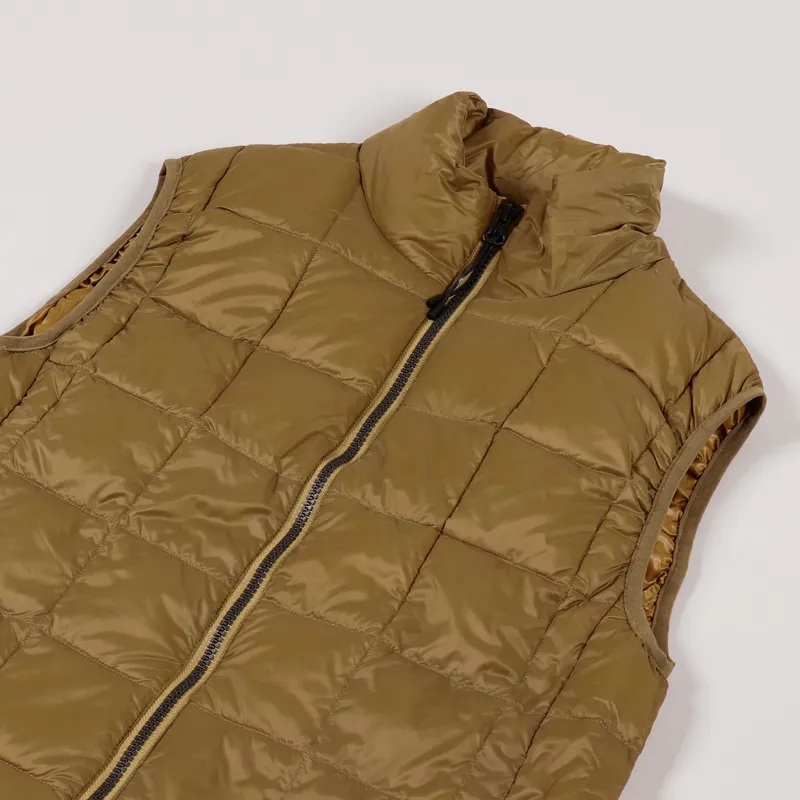 Taion High Neck Zip Down Inner Down Vest Beige-3