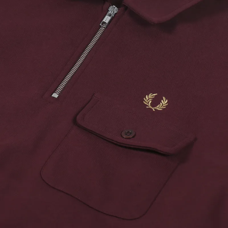 Fred Perry Reissues Half Zip Sweatshirt Oxblood-4