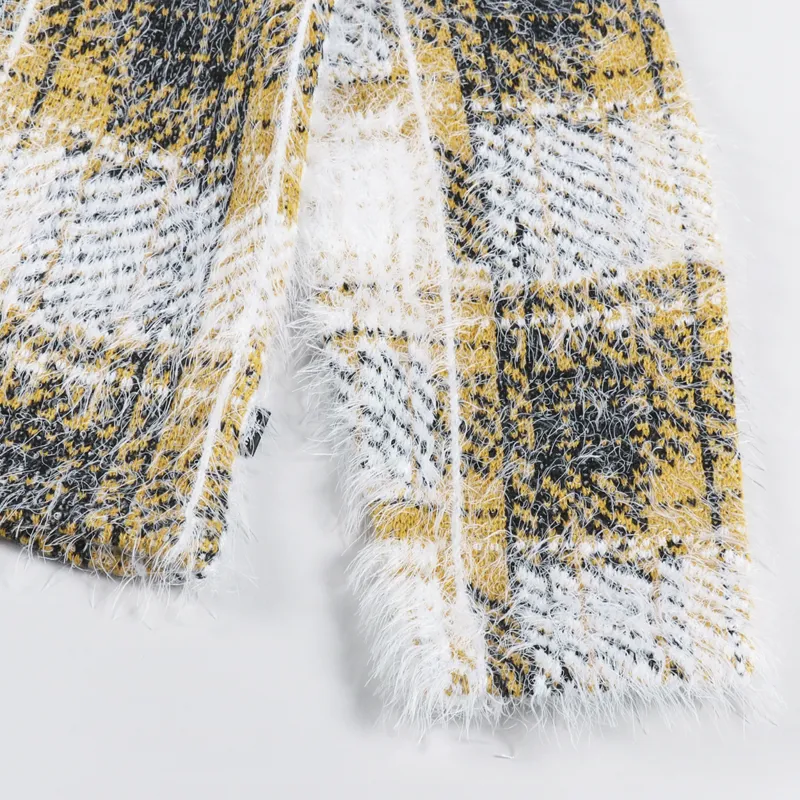 Stussy Hairy Plaid Cardigan Gold-7