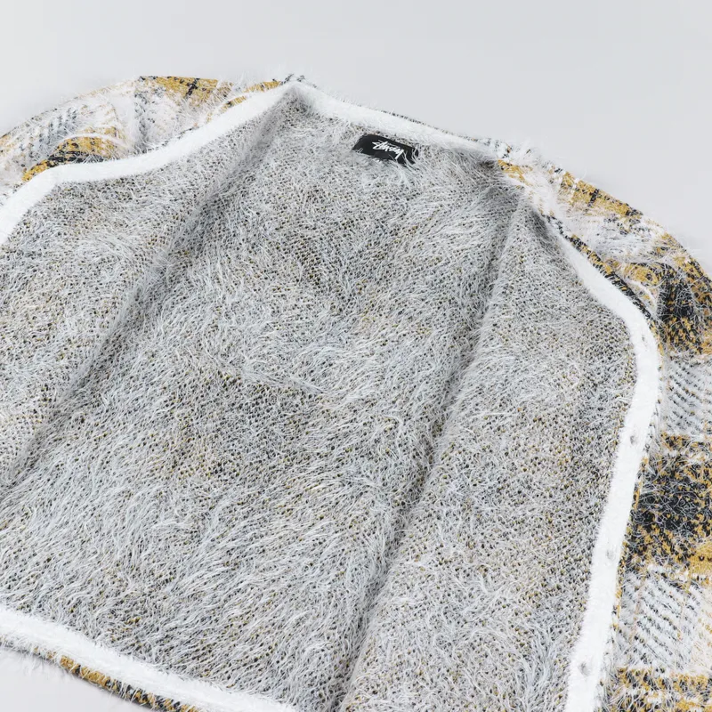 Stussy Hairy Plaid Cardigan Gold-4