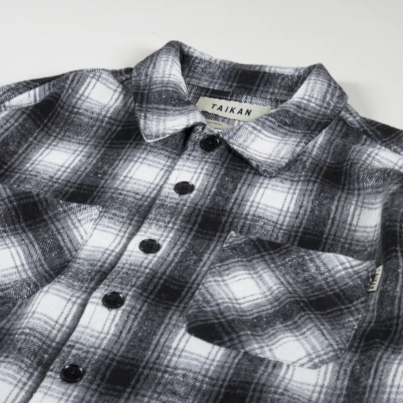 Taikan Mens Long Sleeve Heavyweight Plaid Flannel Shirt Black