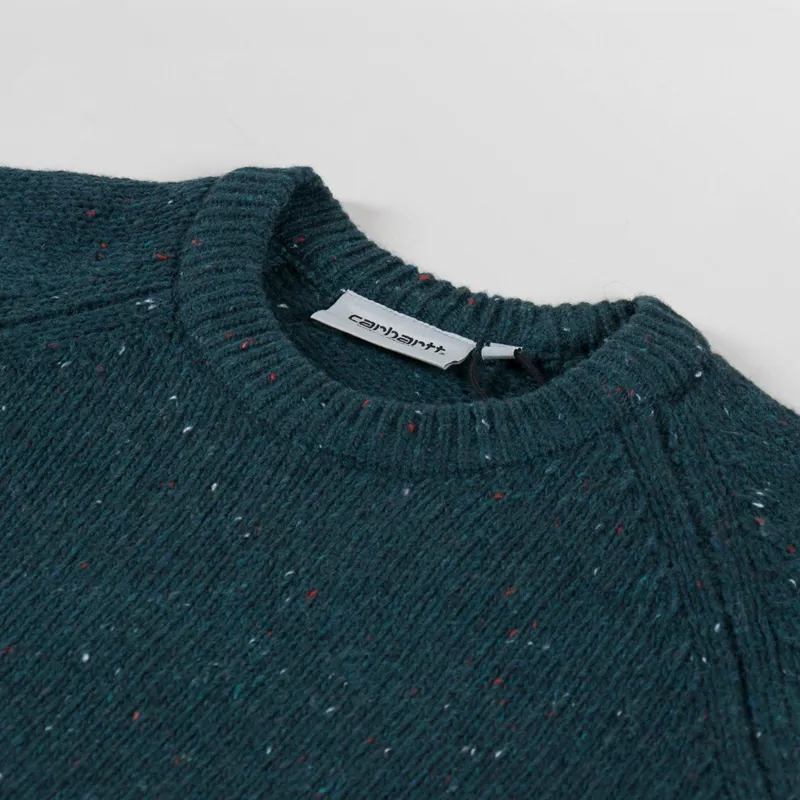 Carhartt WIP Anglistic Sweater Speckled Deep Lagoon-4