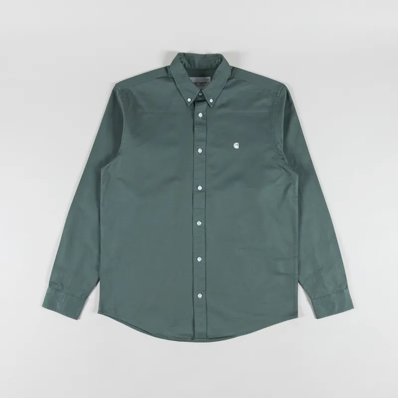 Carhartt WIP Long Sleeve Madison Shirt Velvet Green White
