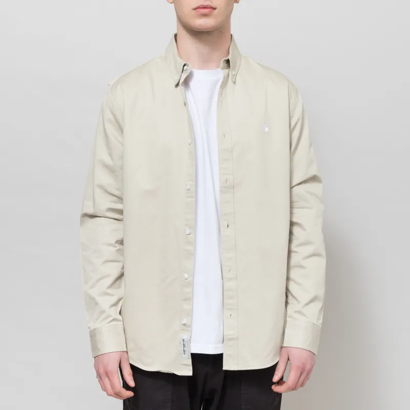 Carhartt WIP Long Sleeve Madison Shirt Stone White