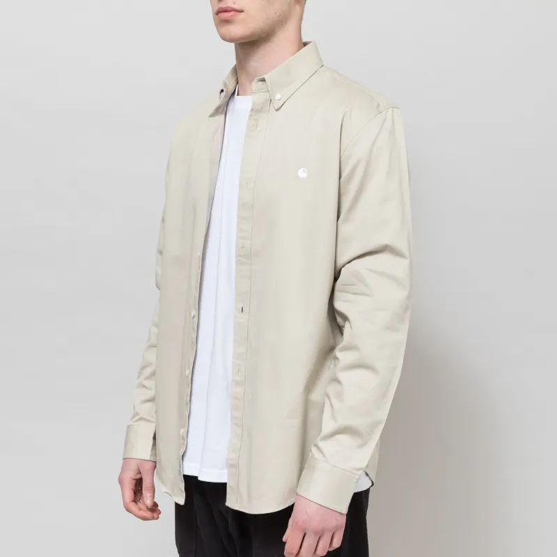 Carhartt WIP Long Sleeve Madison Shirt Stone White-1