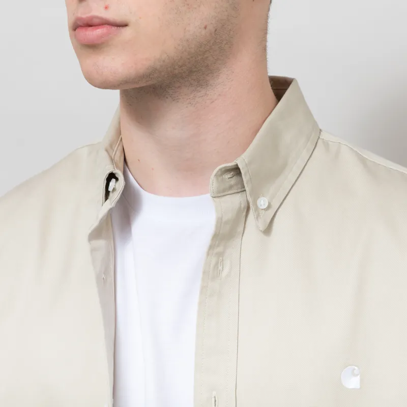 Carhartt WIP Long Sleeve Madison Shirt Stone White-3