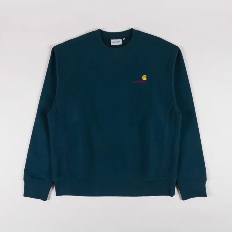 Carhartt WIP American Script Sweat Deep Lagoon
