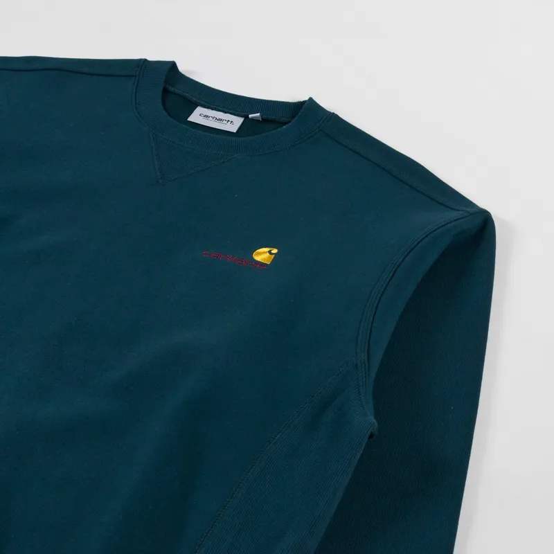 Carhartt WIP American Script Sweat Deep Lagoon-2