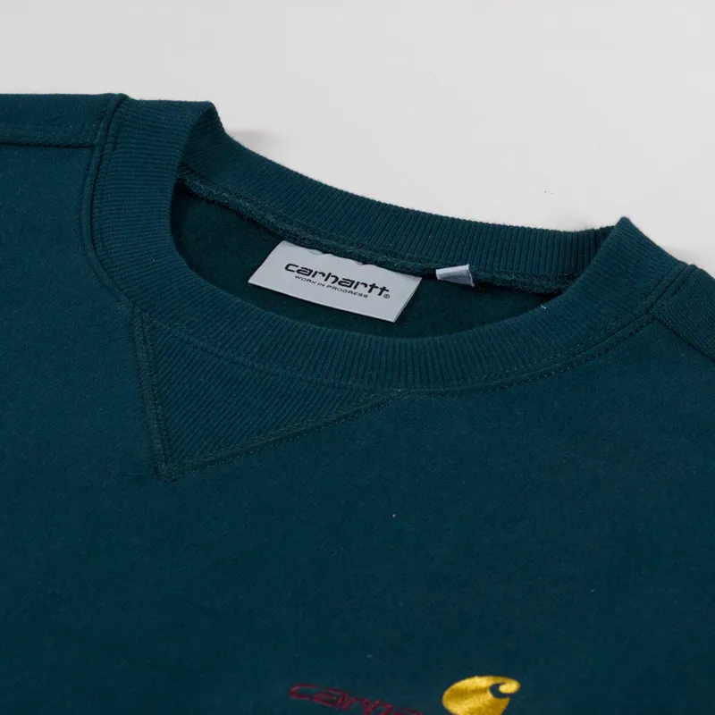 Carhartt WIP American Script Sweat Deep Lagoon-4