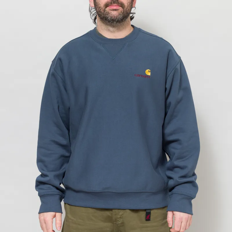 Carhartt WIP American Script Sweat Office Blue-1