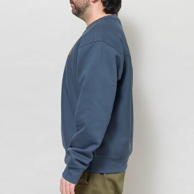 Carhartt WIP American Script Sweat Office Blue-3